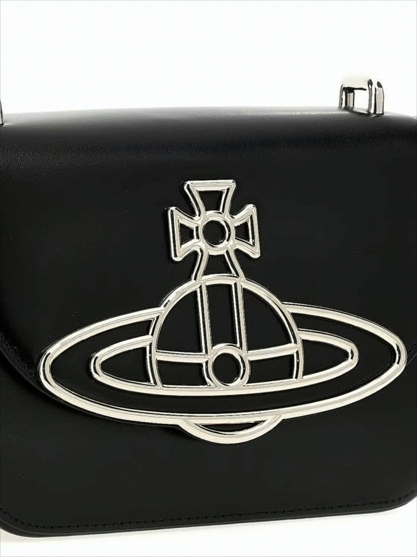 Vivienne Westwood Rectangular Leather Crossbody Bag With Metallic Emblem