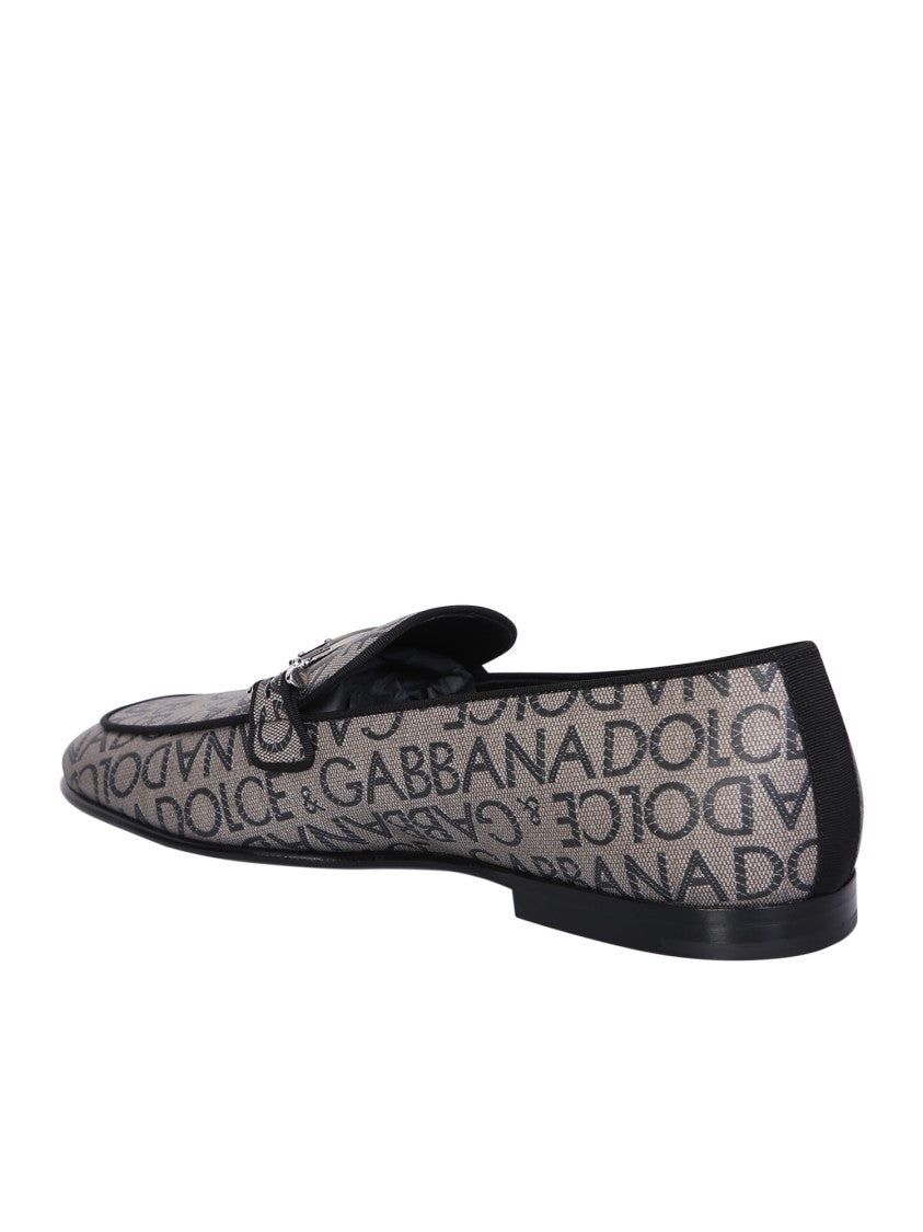 Dolce & Gabbana Brown Slip-On Jaquard Loafers