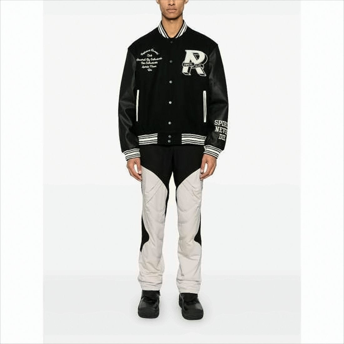 Represent Varsity-Style Jacket With Contrasting Leather Sleeves