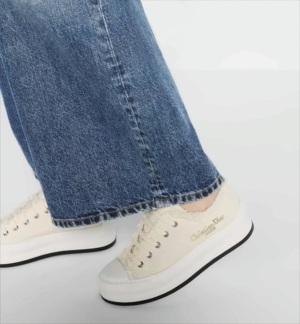 Christian Dior Low-Top Sneakers With Frayed Detail And Reinforced Toe Cap