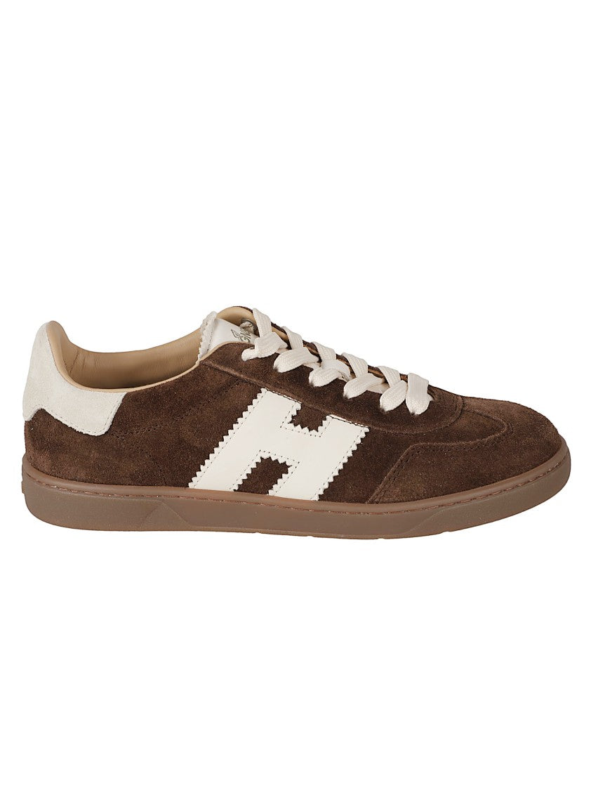 Hogan Rich Brown Suede Sneakers With White Leather Accents
