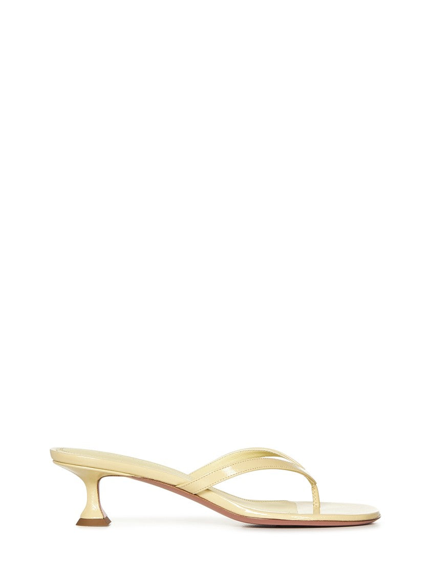 Amina Muaddi Juliette Sand Patent Thong Sandals