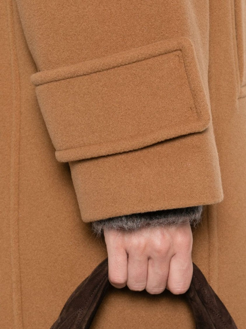 Pinko Double-Breasted Brown Wool Blend Coat