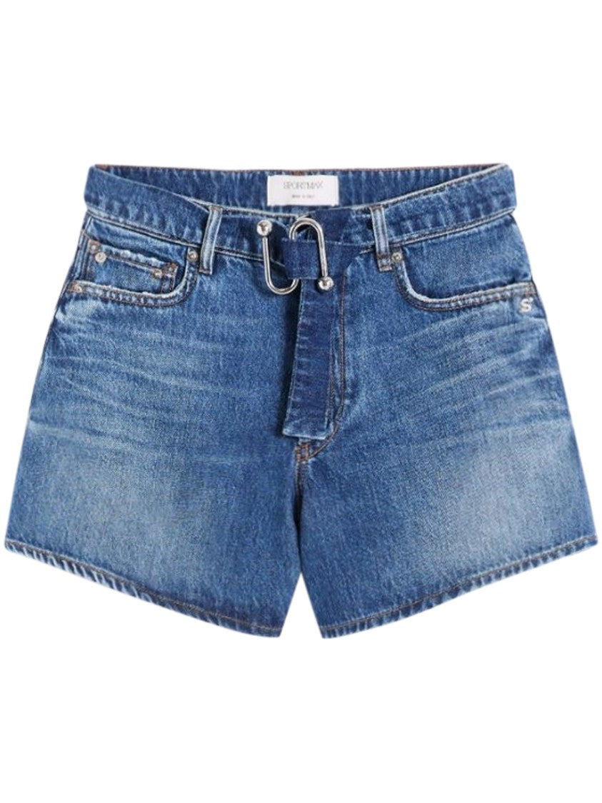 Max Mara Medium Blue Denim Shorts With Flared Leg Opening