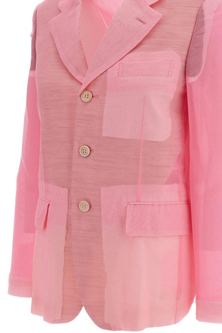 Comme Des Garçons Pink Semi-Sheer Tailored Blazer