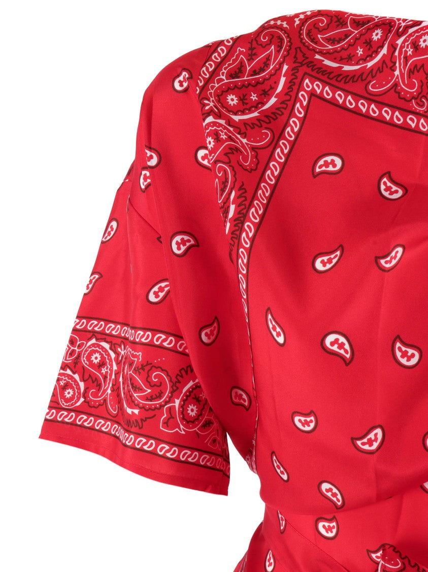 P.A.R.O.S.H. Red Silk Paisley Tie Blouse