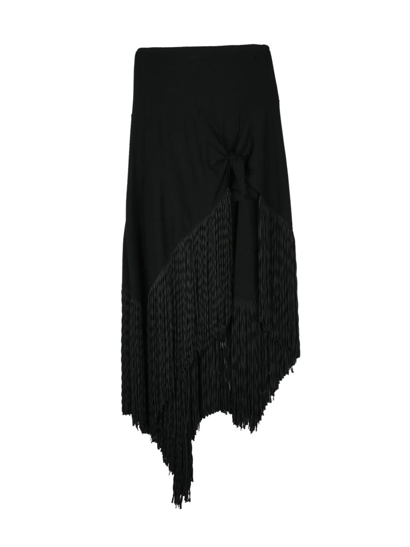 Philosophy Di Lorenzo Serafini Black Viscose Polyamide Asymmetrical Long Skirt