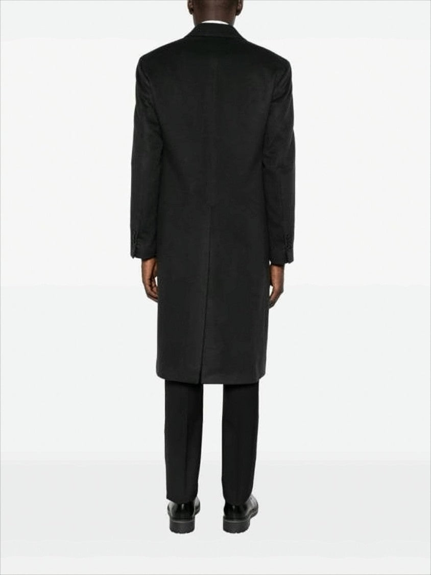 Lardini Double-Breasted Black Cashmere Blend Coat