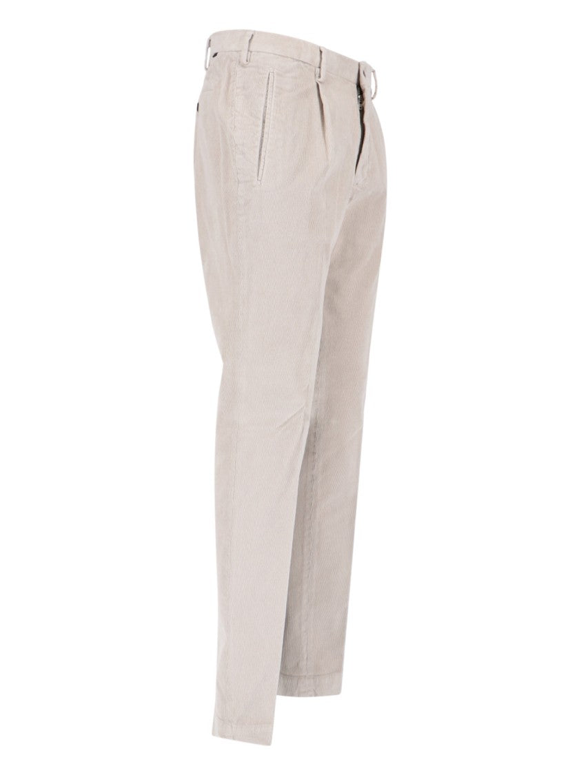 Incotex Straight-Leg White Trousers With Structured Waistband