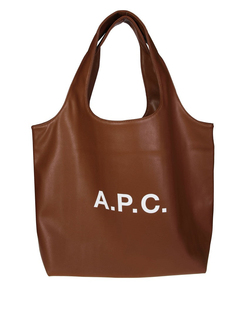 A.P.C. Ninon Brown Tote With Bold Front Lettering