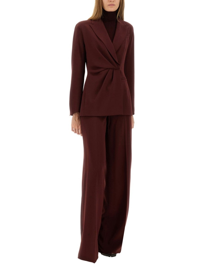 Max Mara Tailored Burgundy Jacket With Twisted Drape Detail