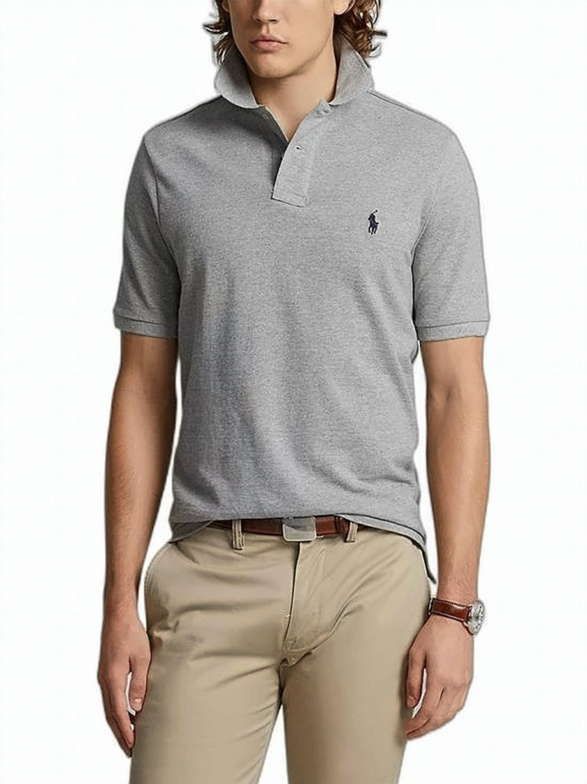 Polo Ralph Lauren Textured Fabric Grey Polo Shirt