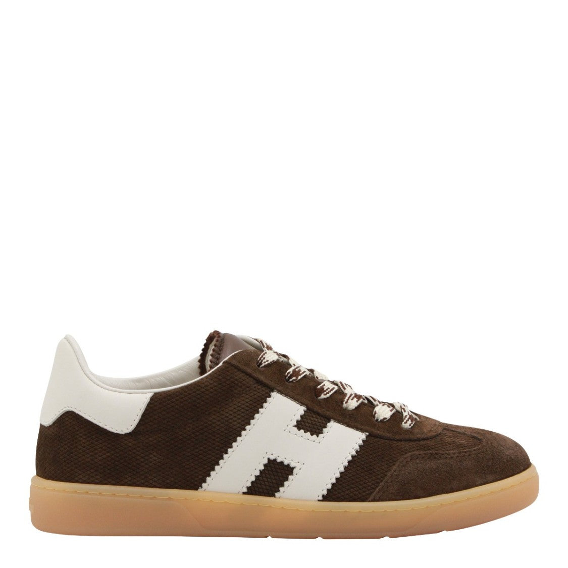 Hogan Low-Top Sneakers With Textured Brown Upper