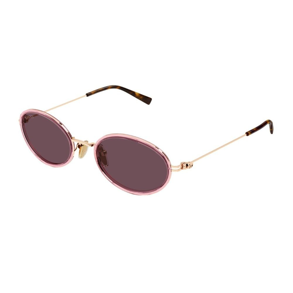 Gucci Gg1980s Emblem Line Oval Pink Gold Metal Emblem Sunglasses