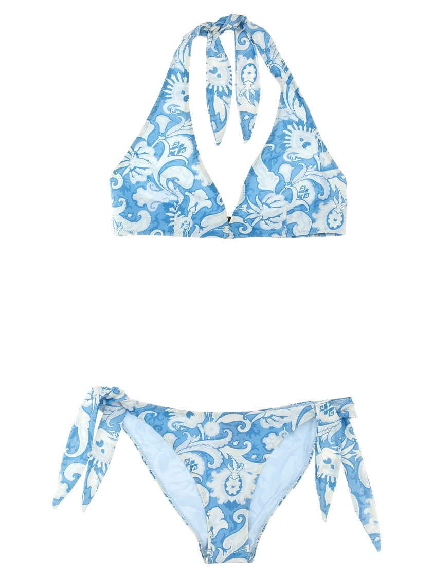 Etro Vibrant Floral Paisley Print Triangle Bikini