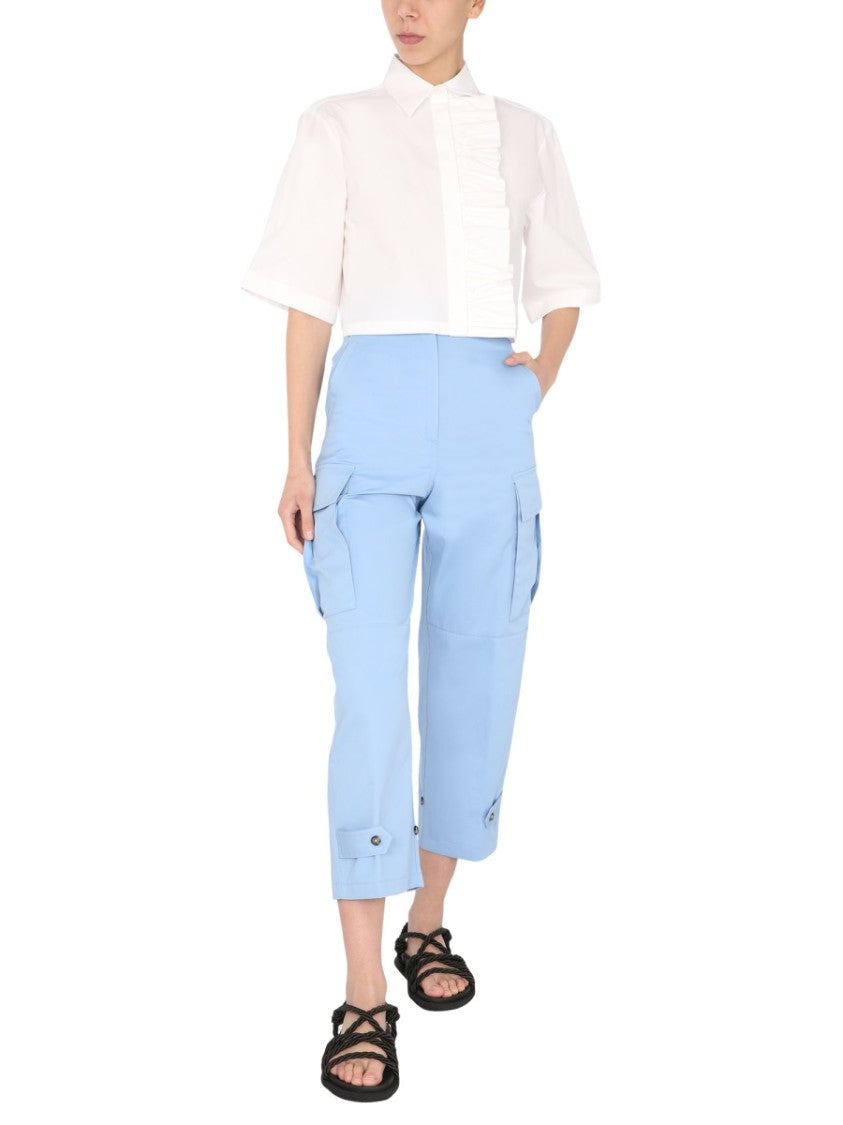 Msgm Cropped Cargo Pants With Buttoned Hem