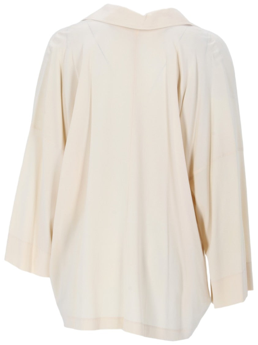 Vince Loose-Fitting Blouse With V-Neckline And Asymmetrical Hem