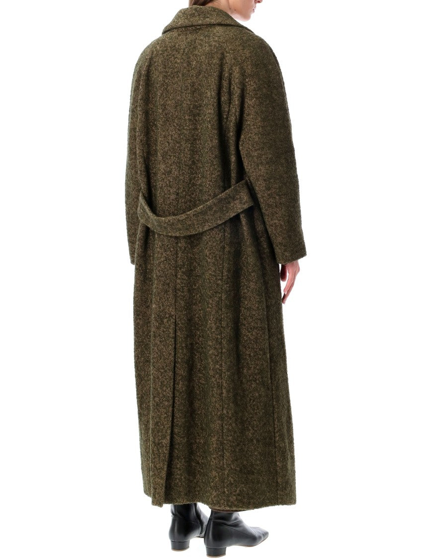 Emporio Armani Textured Bouclé Wool Blend Long Coat