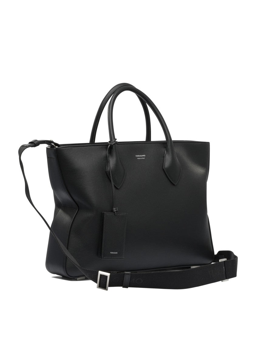 Ferragamo Structured Black Shoulder Bag
