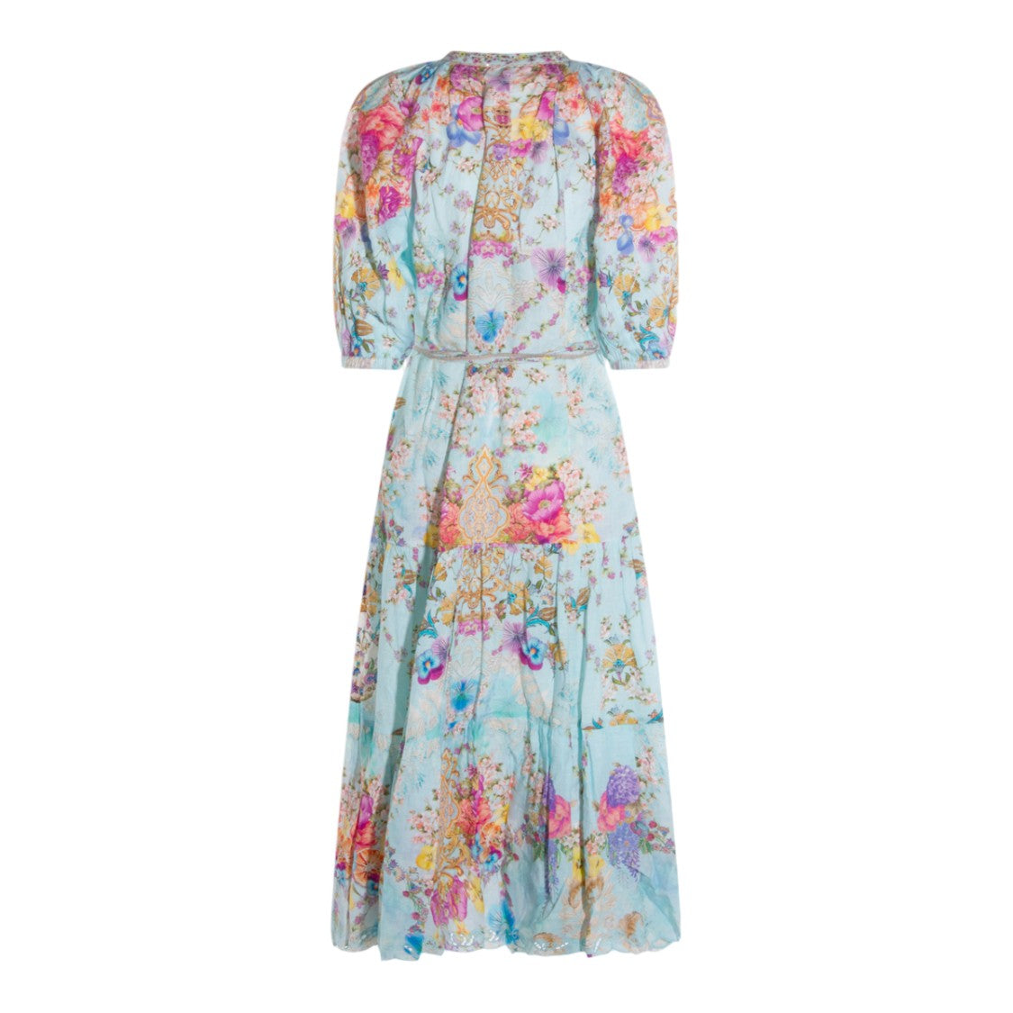 Camilla V-Neck Midi Dress With Short Sleeves And Flowing Silhouette