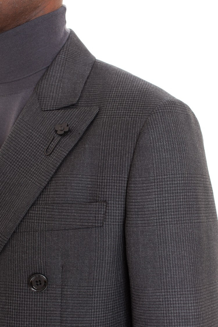 Lardini Double-Breasted Wool Check Suit