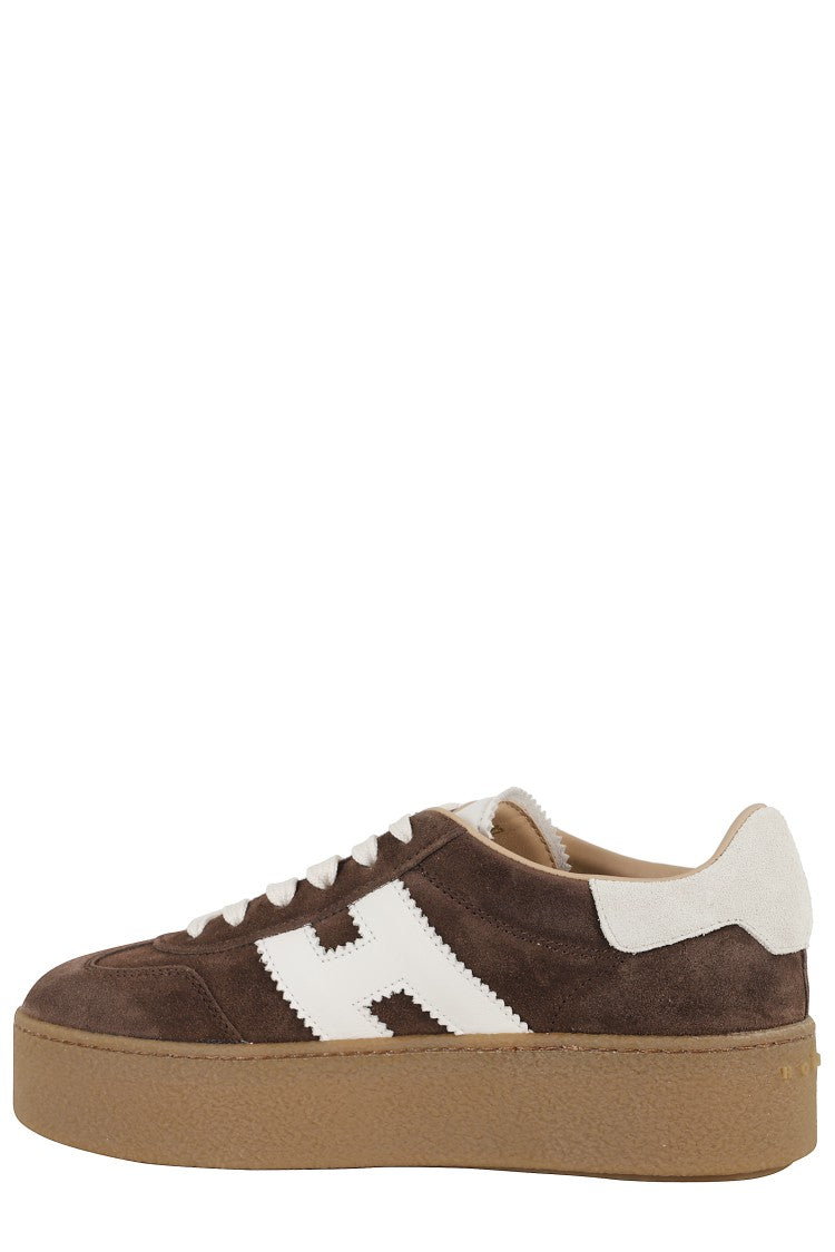Hogan Bespoke Brown Suede Sneakers With Leather Logo