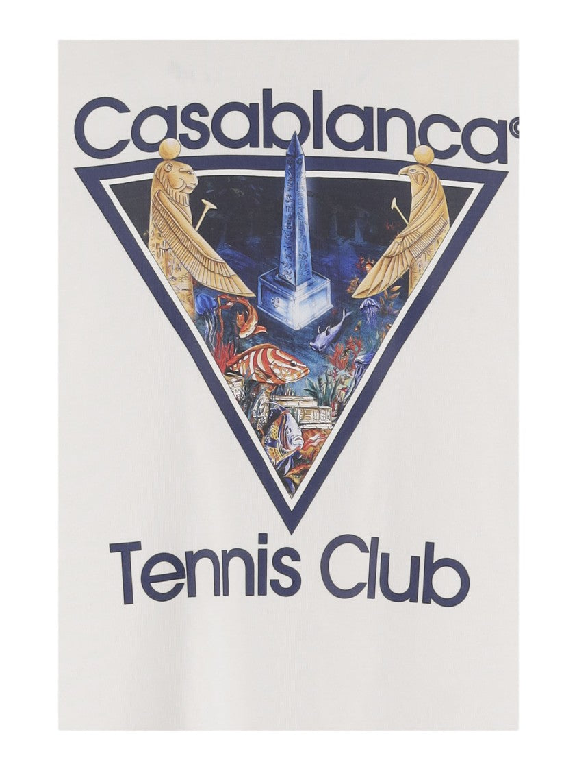Casablanca White Graphic Print Crew Neck Organic Cotton T-Shirt
