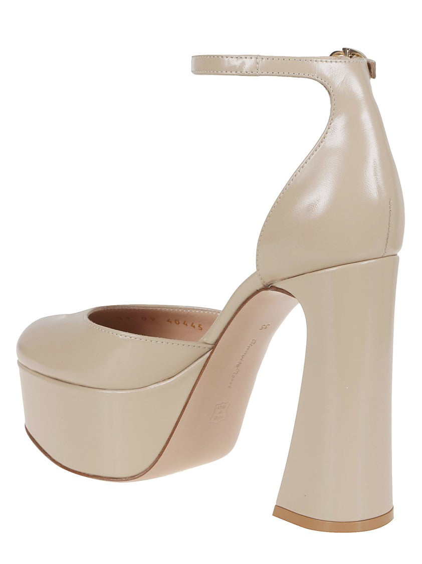 Gianvito Rossi Leather Sandal With Iconic Ribbon Buckle