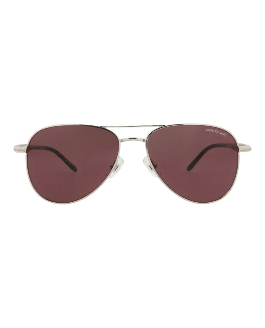 Montblanc Sleek Aviator-Frame Metal Sunglasses With Polished Finish