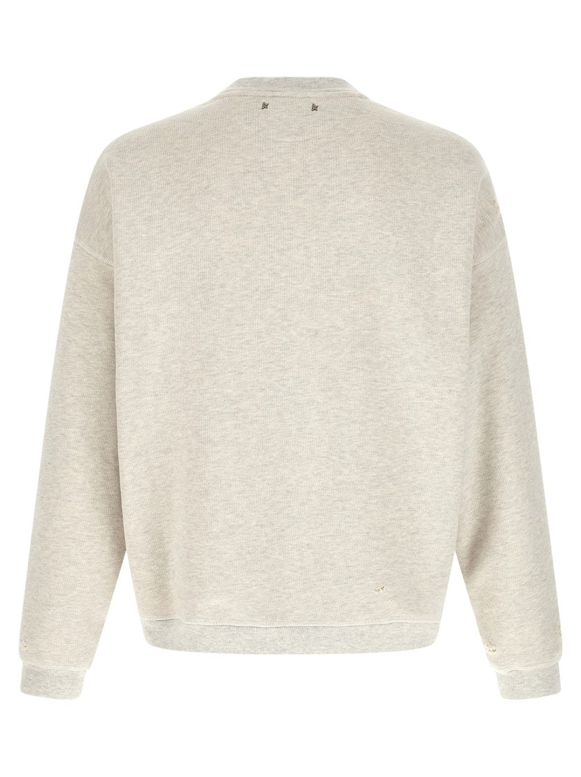 Golden Goose Used-Effect Cotton Sweatshirt With Embroidered Logo And Patch Detail