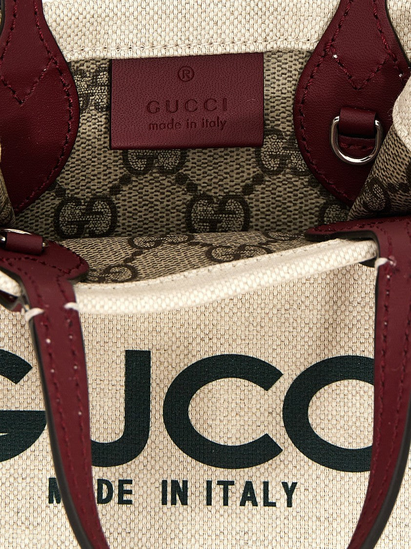 Gucci Canvas Handbag With Bold Logo Print