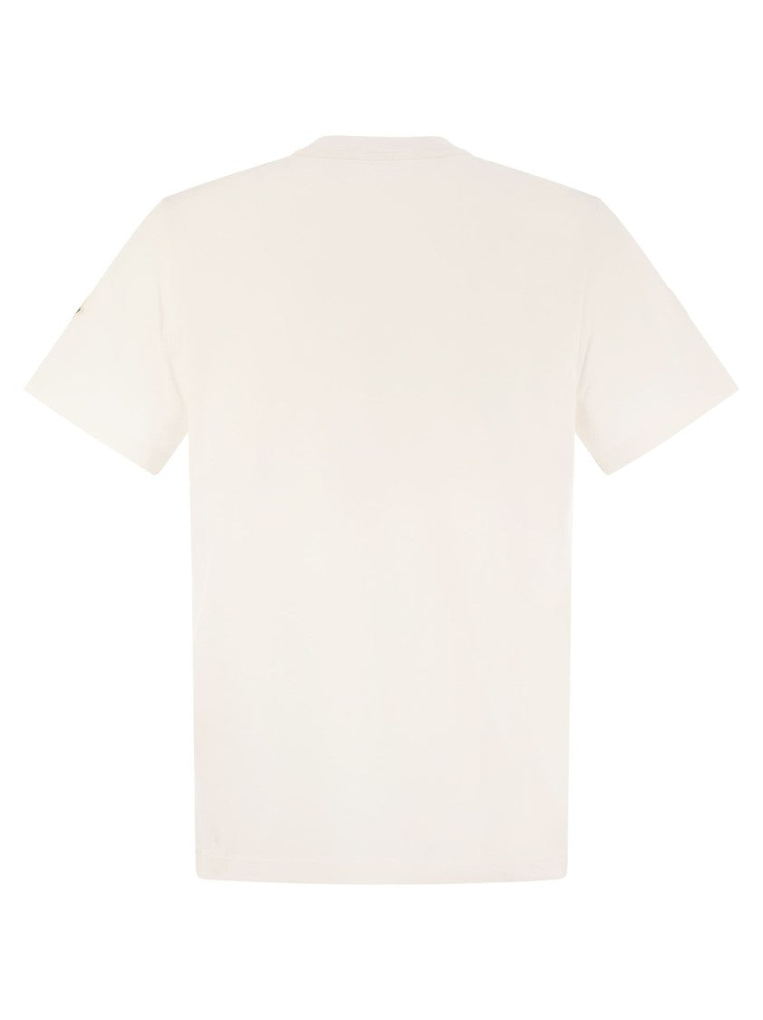 Moncler Cotton T-Shirt With Embroidered Tricolour Logo