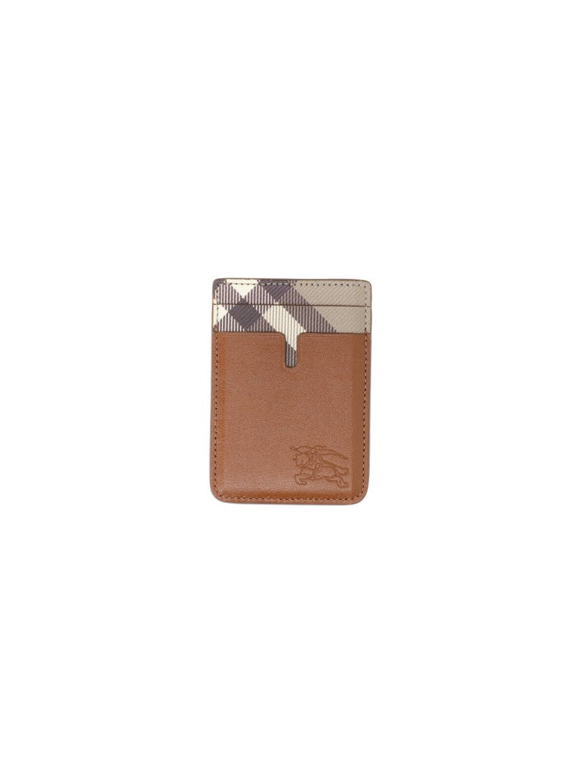Burberry Brown Checkered Embossed Leather Wallet