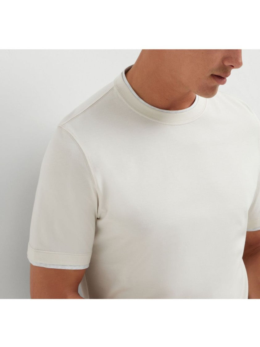 Brunello Cucinelli Off-White Crew Neck T-Shirt