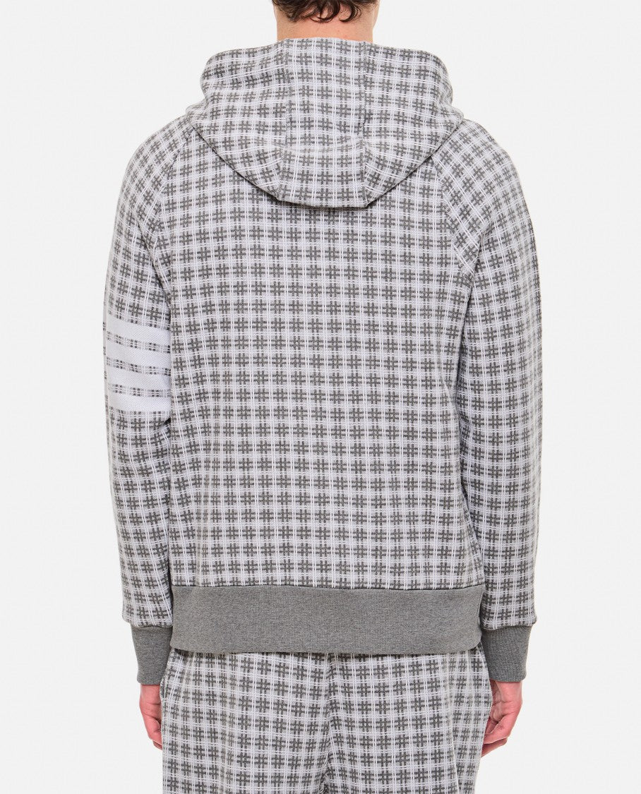 Thom Browne 4 Bar Zip Up Cotton Hoodie
