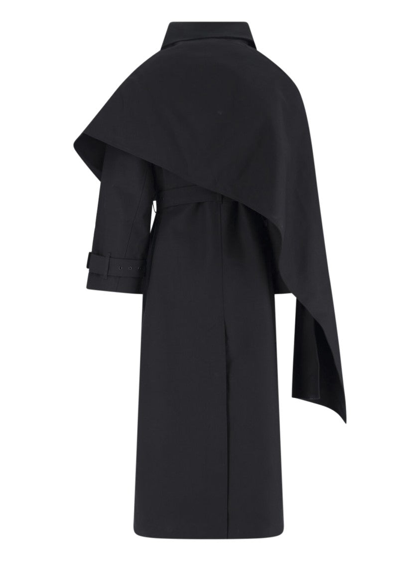 Entire Studios Black Asymmetrical Cape Overlay Jacket
