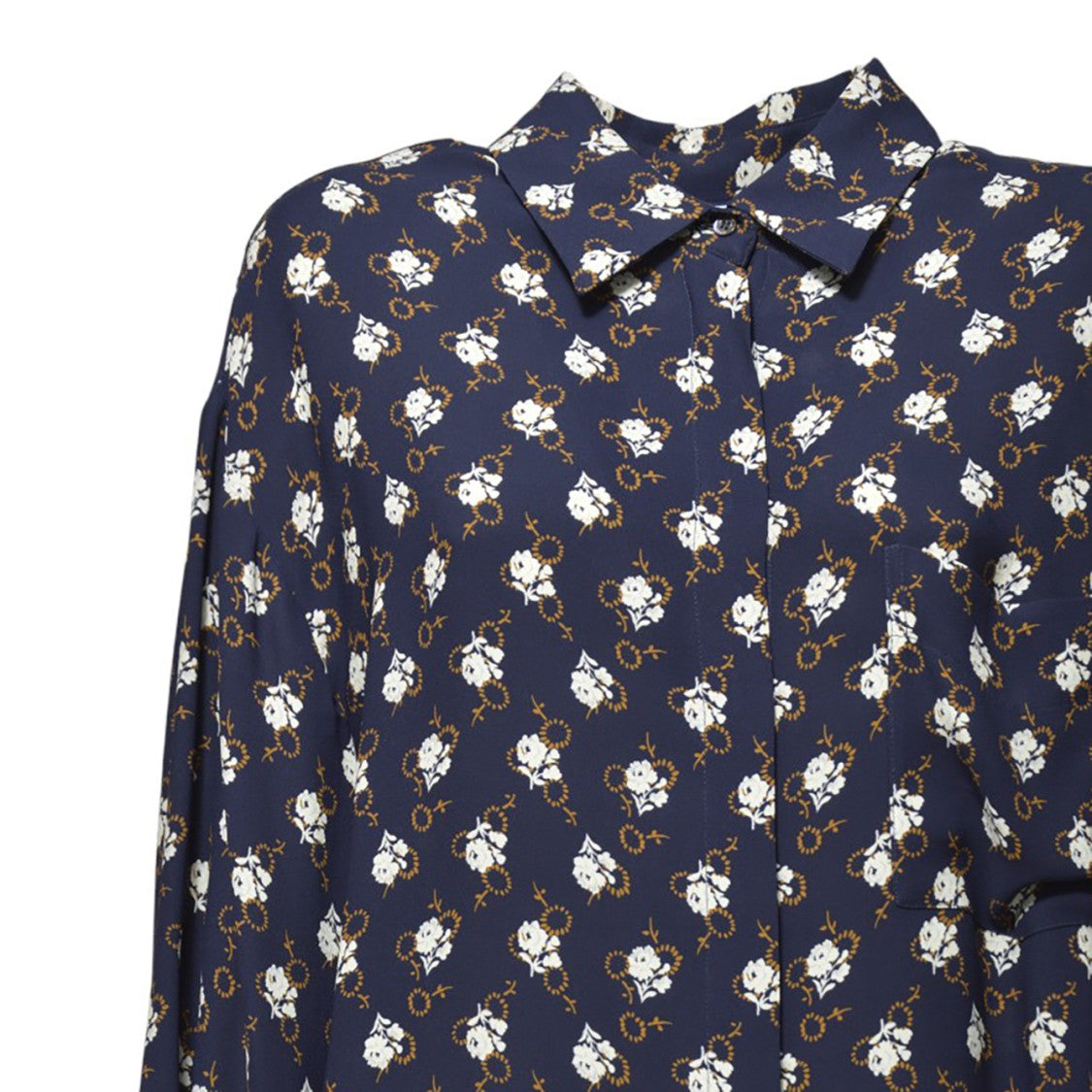 Aspesi Floral-Print Viscose Crepe Blouse With Pleated Back