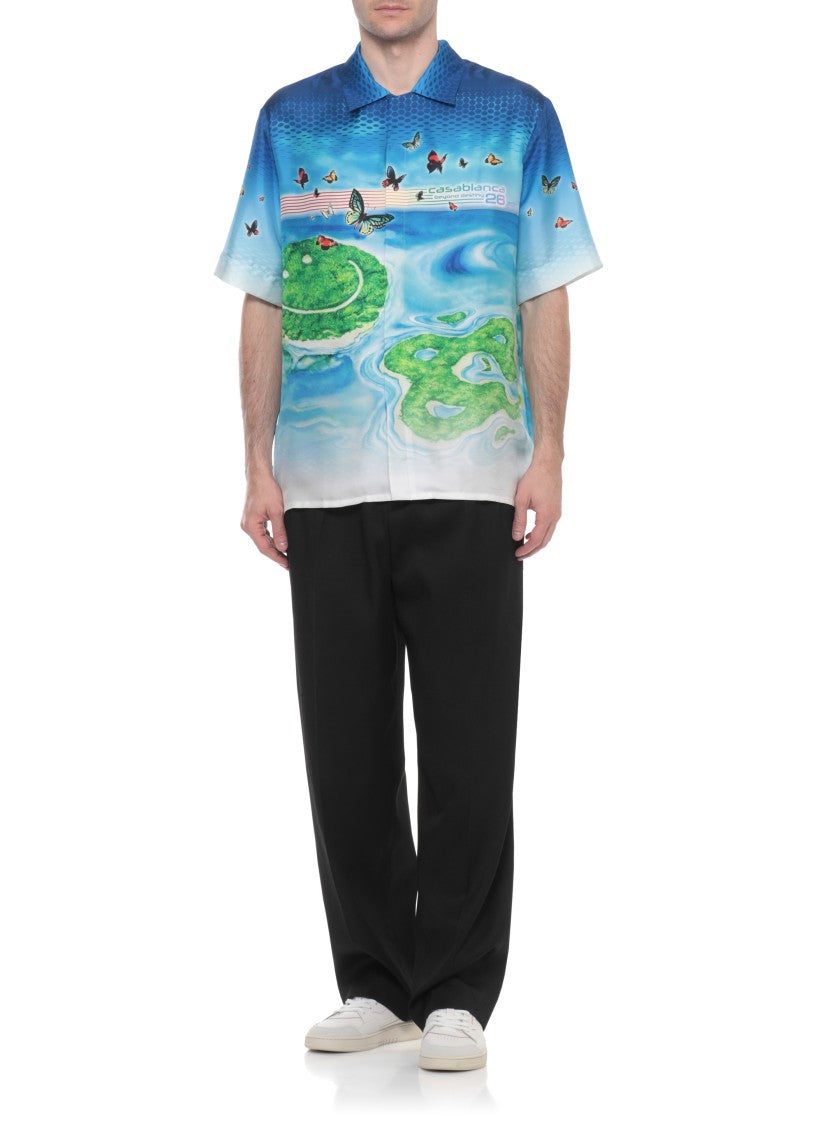 Casablanca Blue Beyond Destiny Silk Shirt