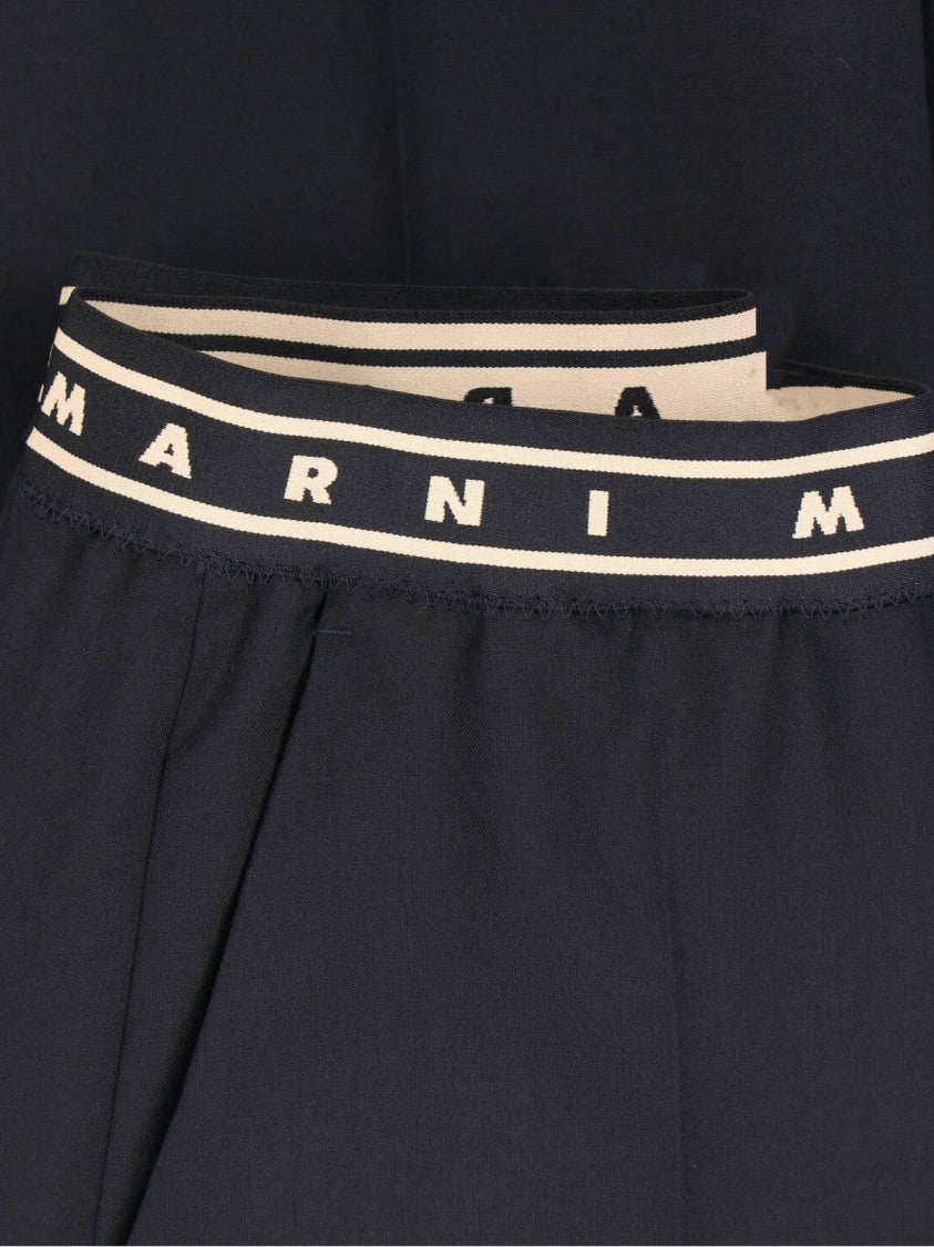 Marni Black Wide-Leg Virgin Wool Trousers