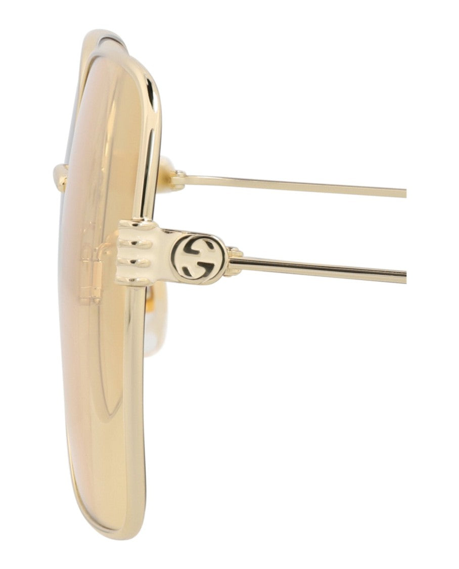 Gucci Square-Frame Metal Sunglasses