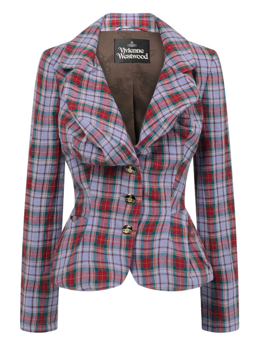 Vivienne Westwood Neutrals Drunken Tailored Plaid Linen Blazer
