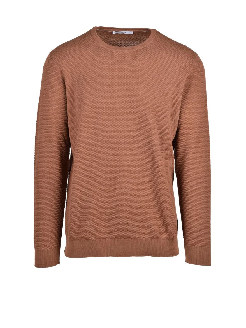 Masq Brown Textured Cotton Sweater