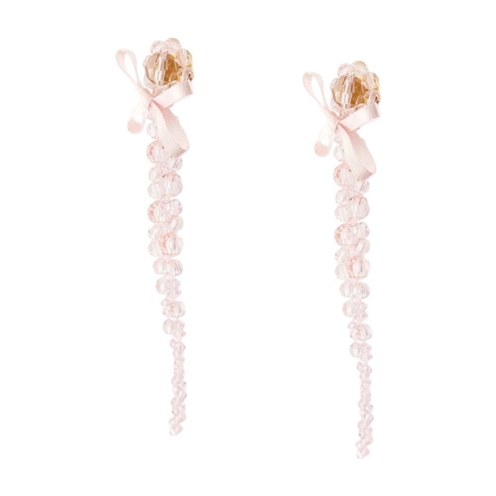 Simone Rocha Petite Bow Drip Earrings - Crystal - Pink