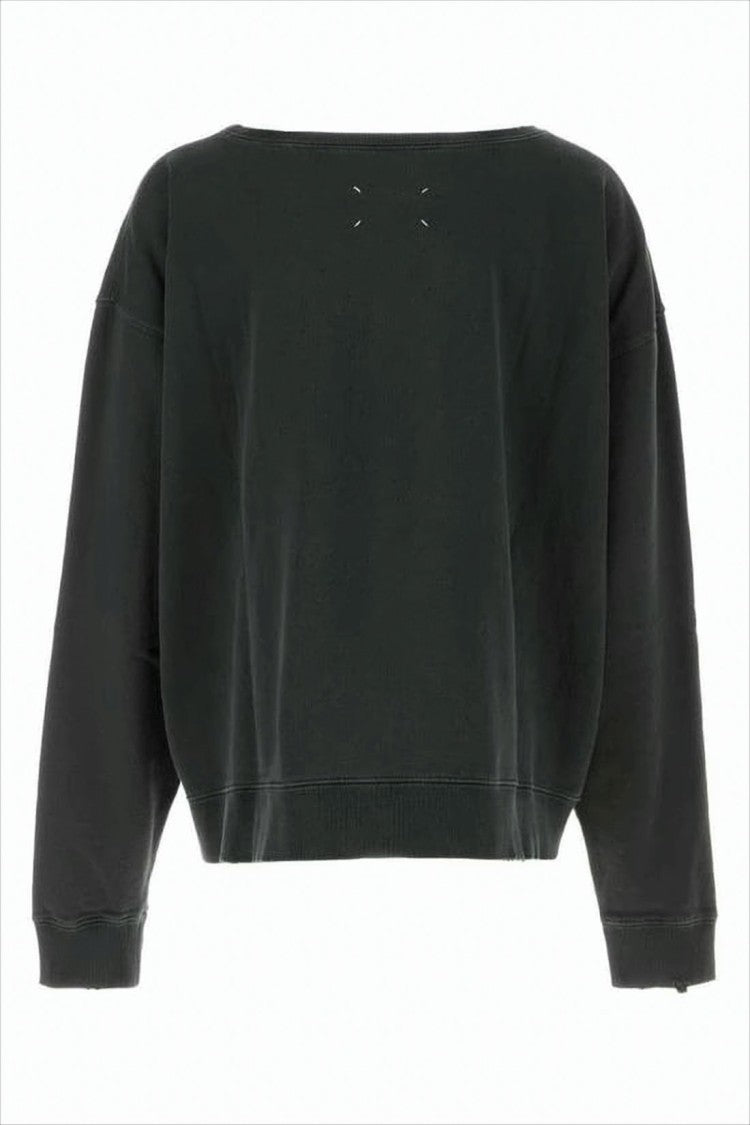 Maison Margiela Relaxed Fit Long-Sleeve Black Shirt With Ribbed Details