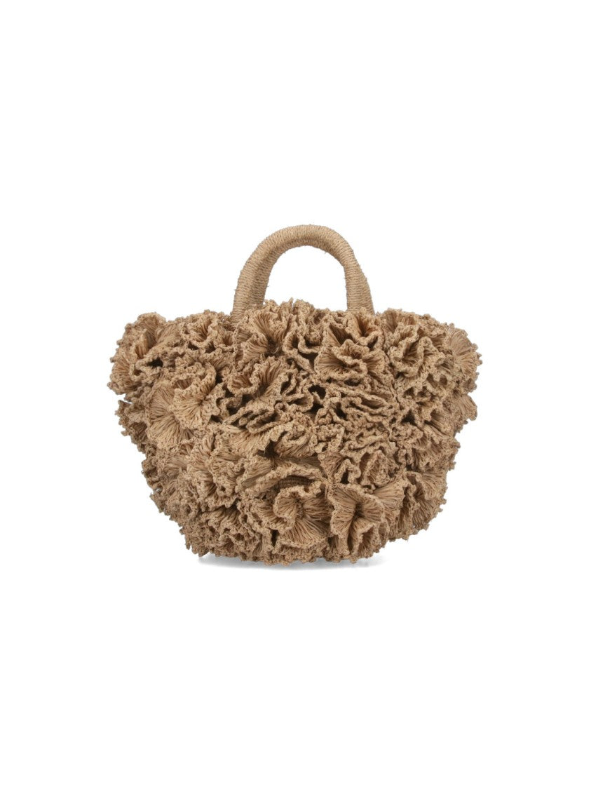 Ibeliv Ruffled Beige Handbag With Textured Design