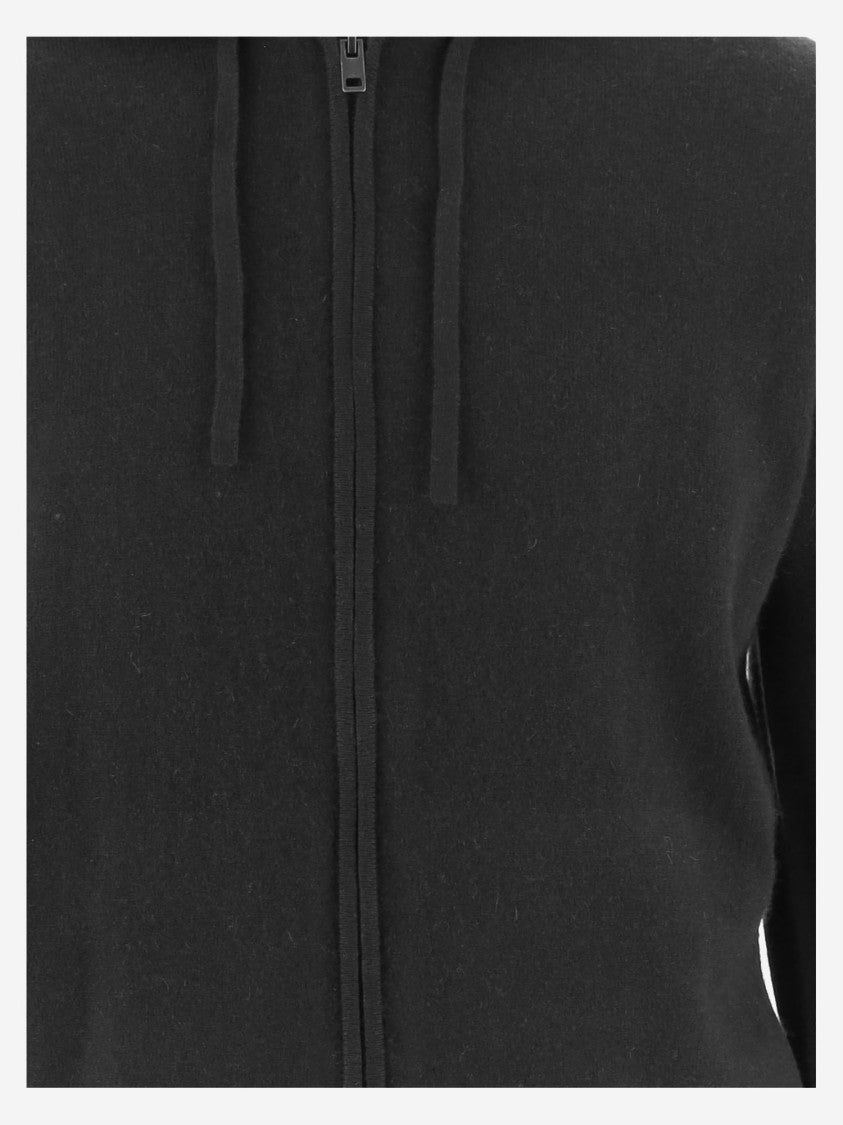 Vince Black Zip-Up Hooded Cashmere Hoodie