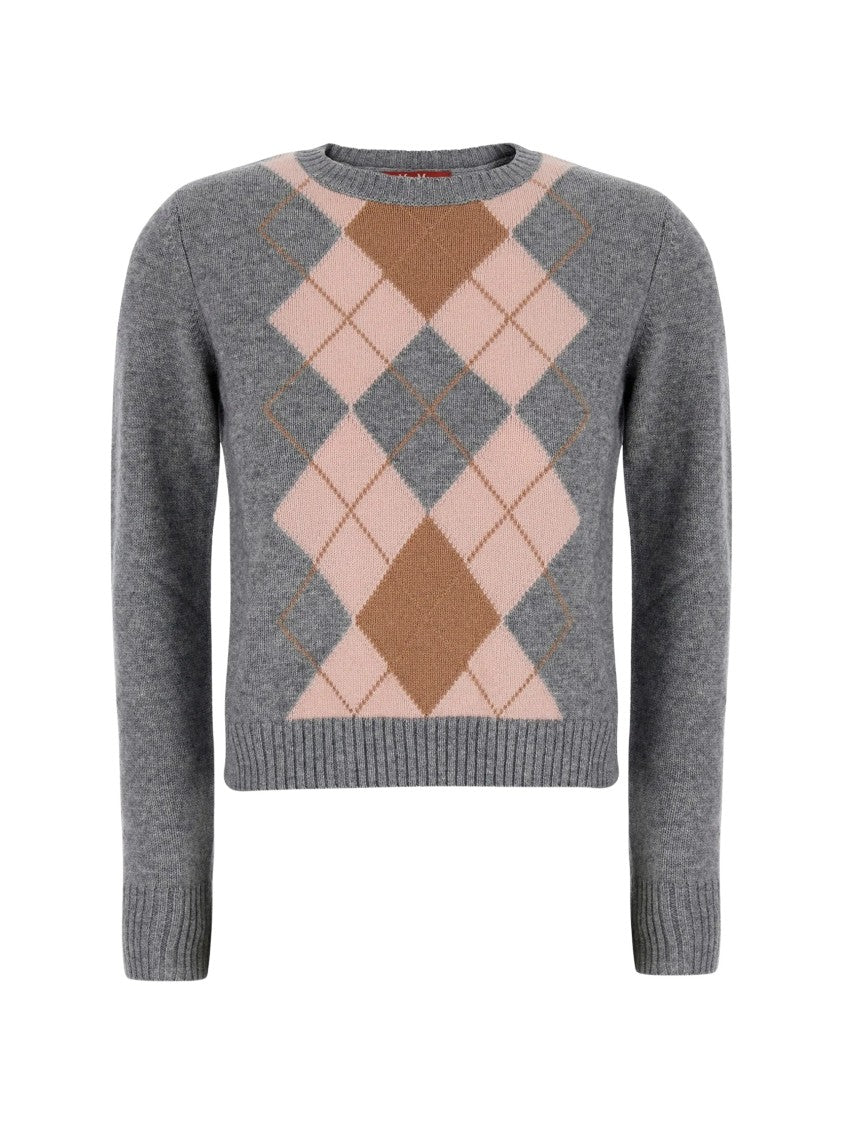 Max Mara Argyle Intarsia Knit Crewneck Sweater