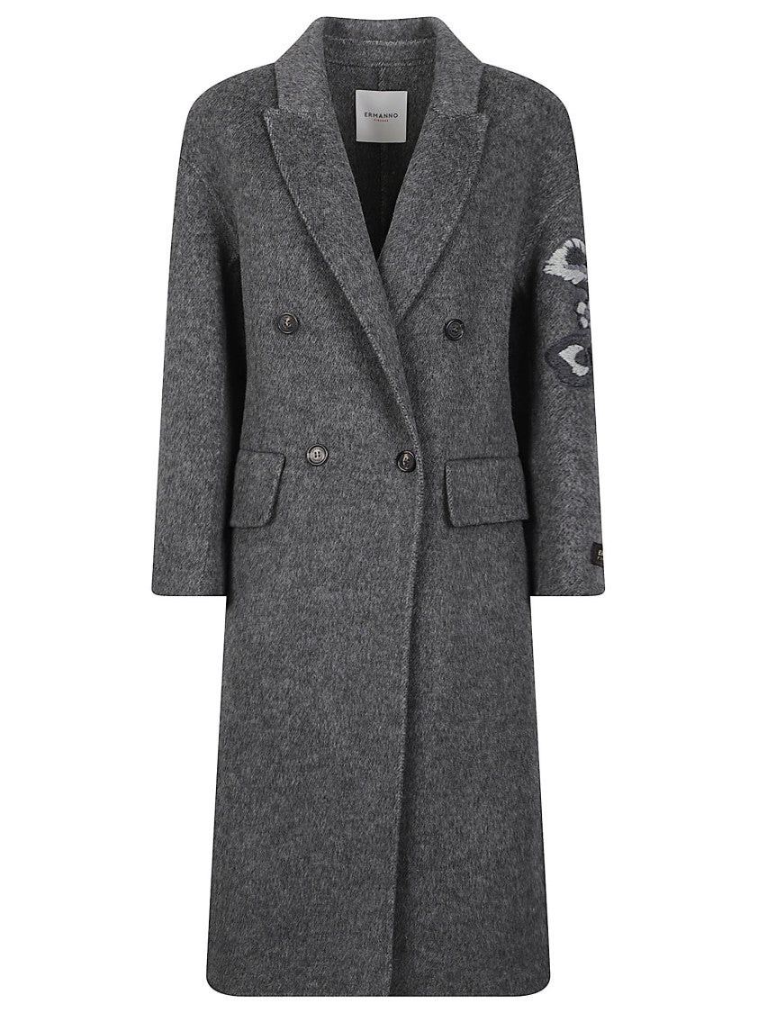 Ermanno Firenze Double-Breasted Tailored Wool-Blend Coat