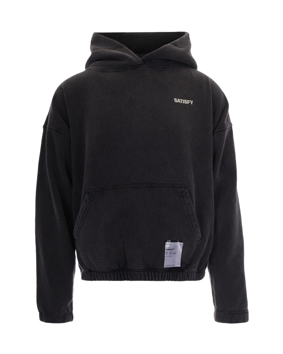 Satisfy Soft French Terry Black Hoodie With Embossed Detailing