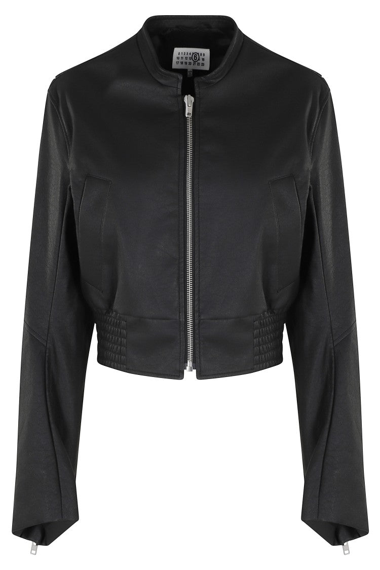 Mm6 By Maison Margiela Black Sportsjacket Zip-Cuffs Polyester Jacket